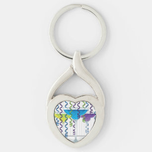 bright cocktail and ribbon keychain