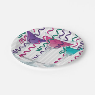 Bright cocktail and ribbon paper plates