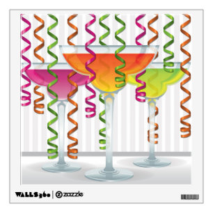 Bright cocktail and ribbon wall sticker