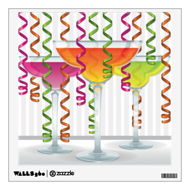 Bright cocktail and ribbon wall sticker (Front)