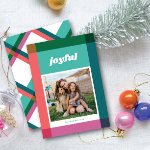 Bright Color Block Frame One Photo Christmas Card