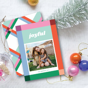 Bright Color Block Frame One Photo Christmas Card