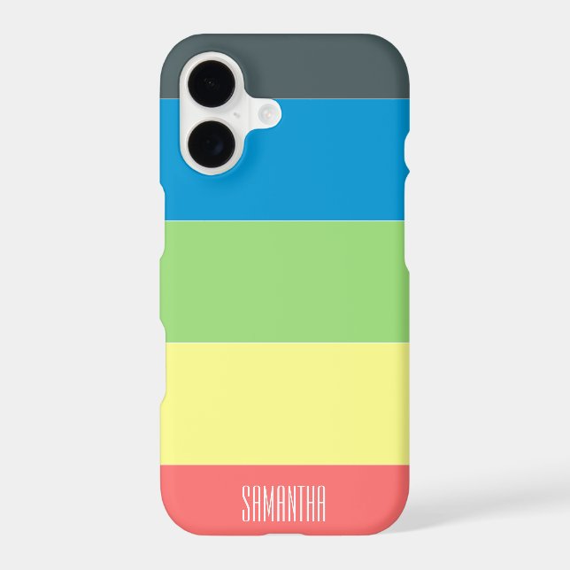 Bright Color Block Name Iphone Case (Back)
