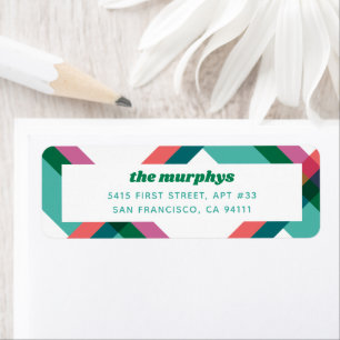 Bright Color Block Plaid Return Adress Label