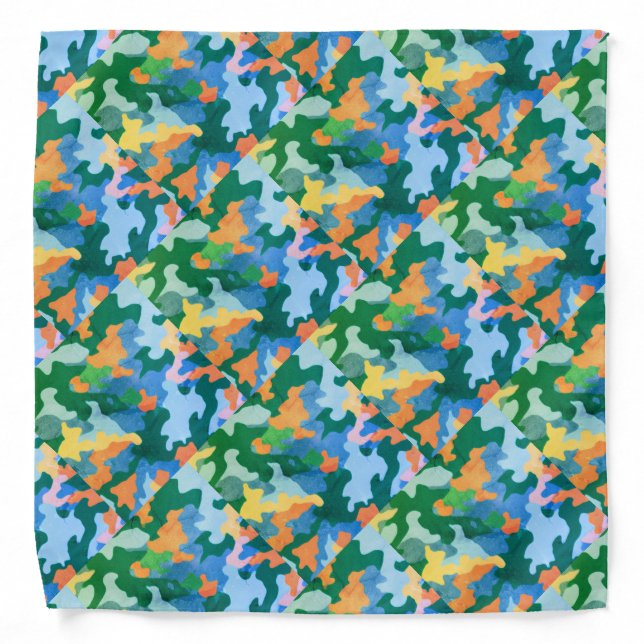 Bright Color Camo Pattern  Bandana (Front)