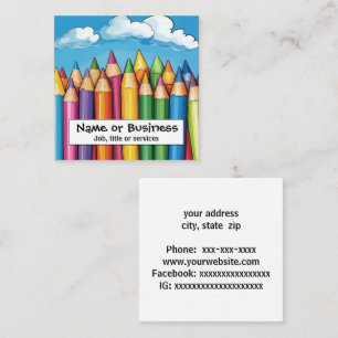 Bright color crayons square business card