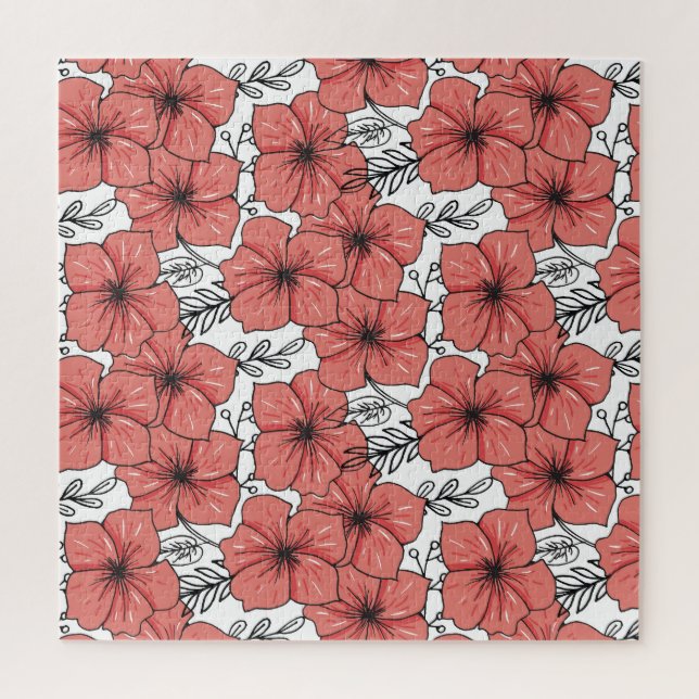 Bright Color Floral Sketch, Seamless. Jigsaw Puzzle (Vertical)