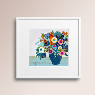 Bright Color Flowers in a Vase Poster