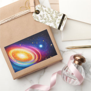 bright color galaxy space geometric psychedelic rectangular sticker