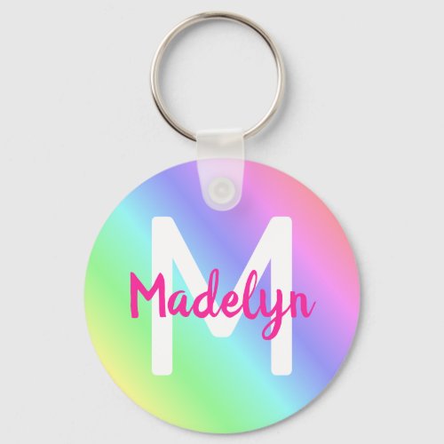 Bright Color Gradient Ombre Rainbow Colorful Name  Keychain