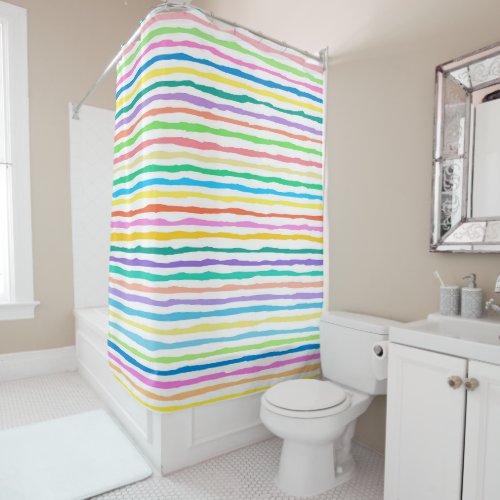 Bright color hand_drawn lines shower curtain