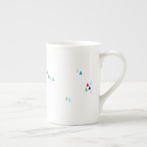 Bright Color Minimal Watercolor Winter Woodland Bone China Mug