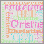 Bright Color Name Modern Personalized Collage Girl Fabric