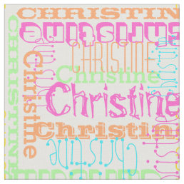 Bright Color Name Modern Personalized Collage Girl Fabric