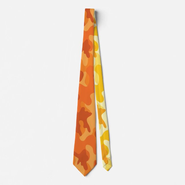 Bright color orange yellow camo designer Neck Tie (Front)