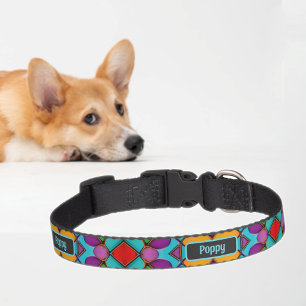 Bright Color Pattern with Pet Name - Beautiful Collar