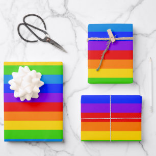 Bright Color Rainbow Stripes Wrapping Paper Sheets