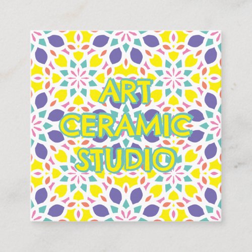 Bright Color Seamless Pattern Emboss Square Business Card
