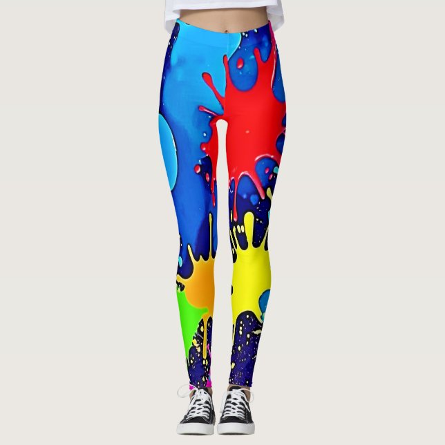 Bright Color Splatter Leggings (Front)