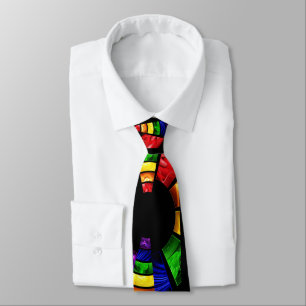 bright color stain glass look tie