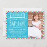 Bright Color Stripes Lds Baptism Announcement at Zazzle