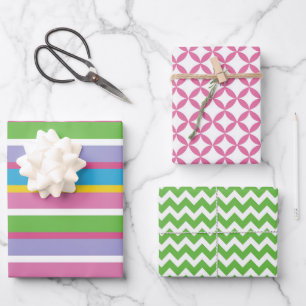 Bright Color Stripes Modern Fun Hip Timeless Wrapping Paper Sheets