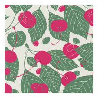 Bright color summer pattern with cherries. Illustr Faux Canvas Print