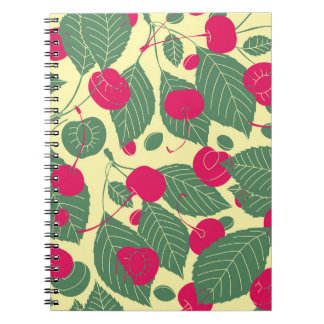 Bright color summer pattern with cherries. Illustr Notebook