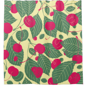Bright color summer pattern with cherries. Illustr Shower Curtain