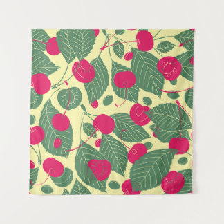 Bright color summer pattern with cherries. Illustr Tapestry