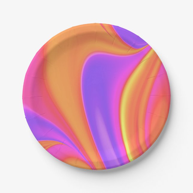 Bright Color Swirl Paper Plates (Front)