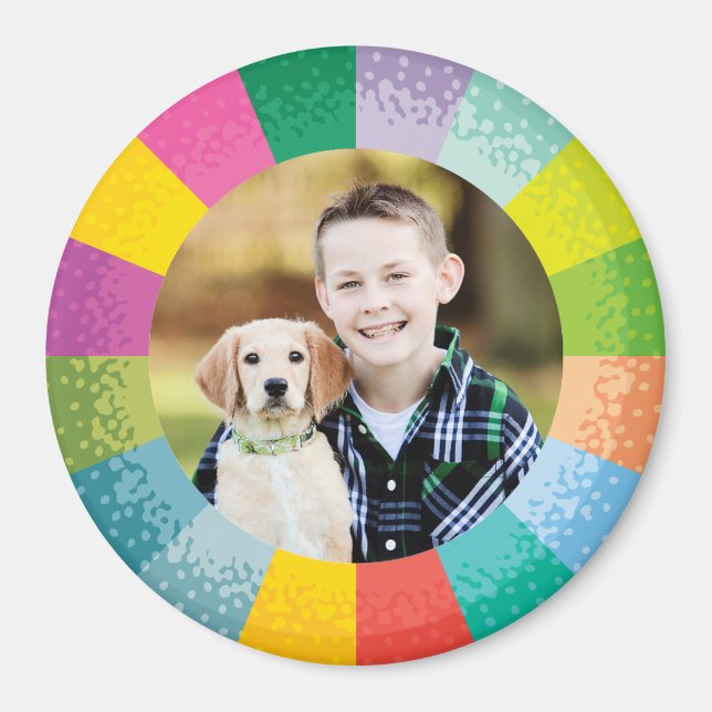 Bright Color Wheel Round Photo Magnet (Front)