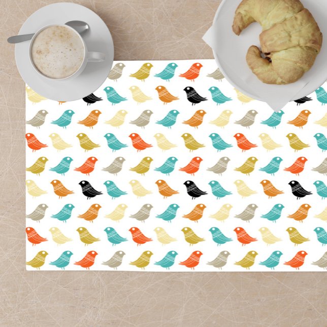 Bright Colored Abstract Birds MCM Danish Pattern Cloth Placemat (Creator Uploaded)