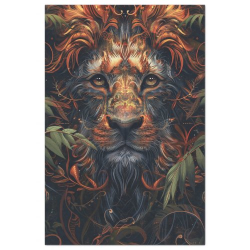 Bright Colored Abstract Lion Decoupage Tissue Paper