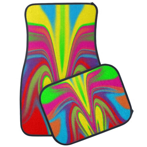 Bright Colored Abstract Tie Dye  Car Floor Mat