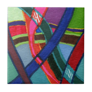 Bright colored abstract with roads of color ceramic tile