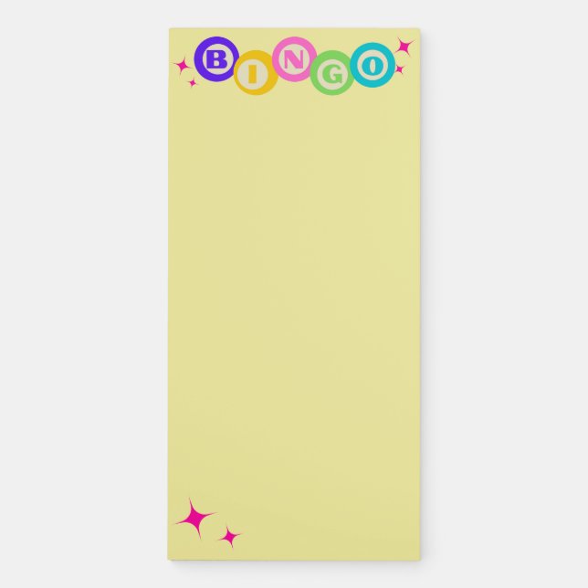Bright Colored BINGO Notepad (Front)