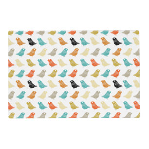 Bright Colored Birds Abstract Retro Pattern Placemat