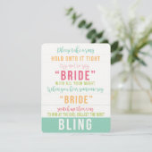 Bright Colored Bridal Shower Bling Game Directions Invitation (Standing Front)