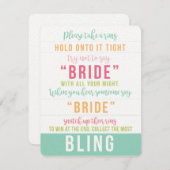 Bright Colored Bridal Shower Bling Game Directions Invitation (Front/Back)