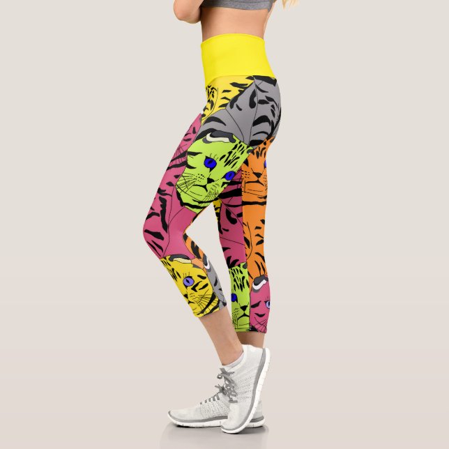 Bright Colored Cat Face Capris (Left)