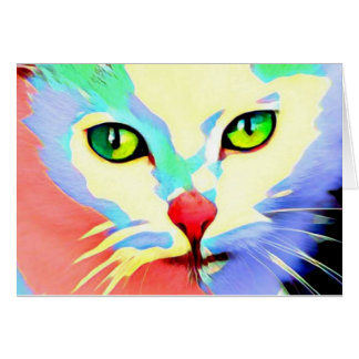 Bright colored cat face card, blank inside