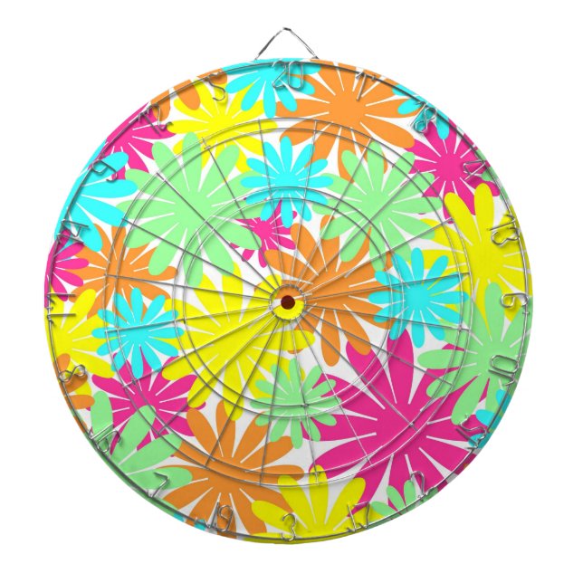 Bright colored daisy flowers dartboard (Front)