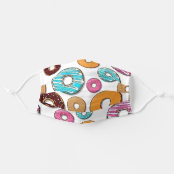 Bright Colored Donuts Adult Cloth Face Mask by GroovyFinds at Zazzle