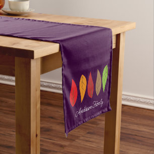 Bright Colored Fall Leaves Add Name Short Table Runner