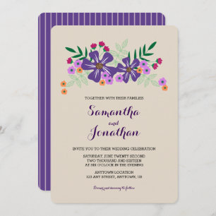 Bright Colored Flowers Wedding Invitation