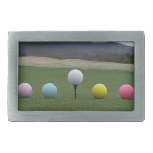 bright colored Golf Balls on a mountain Belt Buckle