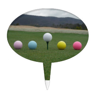 bright colored Golf Balls on a mountain Cake Topper