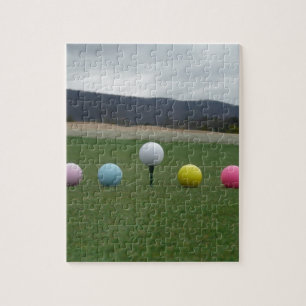 bright colored Golf Balls on a mountain Jigsaw Puzzle