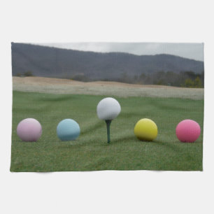 bright colored Golf Balls on a mountain Kitchen Towel